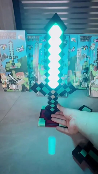 Minecraft Diamond Sword LED Night Light 3D Gamer Desk Lamp USB Charging Glowing Toys for Kids Room Decor, Birthday Gift for Boys