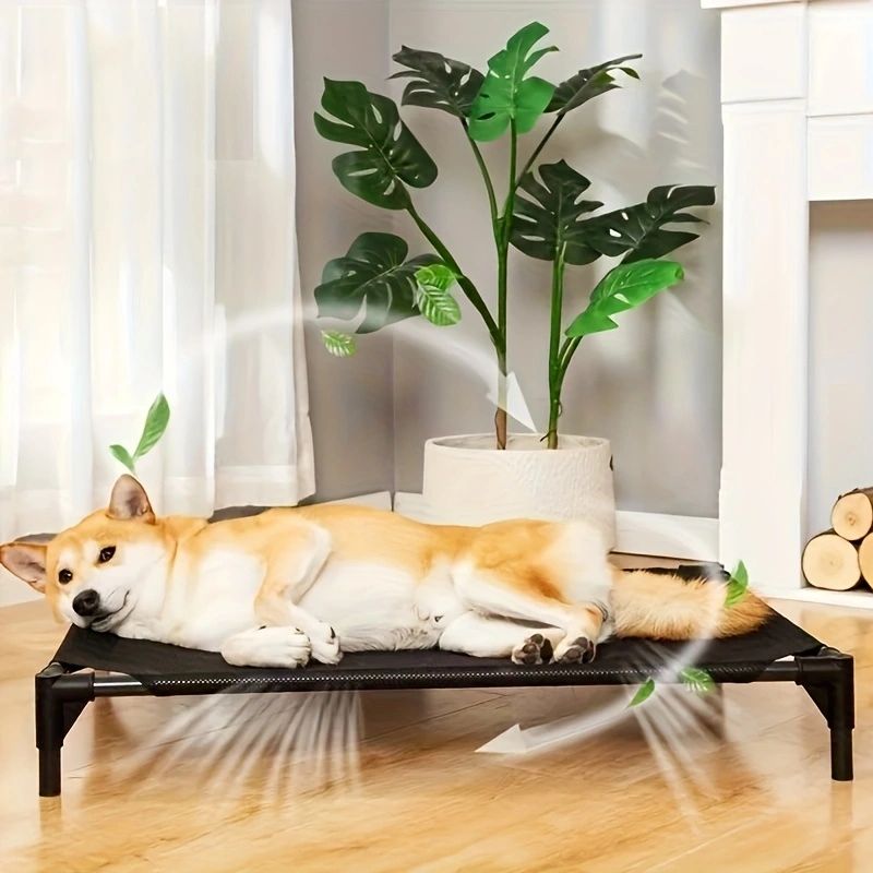 Cama Elevada para Cães Refrigerante - Cama de Berço Elevada para Cães, Berço para Animais de Estimação com Malha Durável e de Apoio, para Uso Interno e Externo, Preto, Cama Pequena para Animais de Estimação