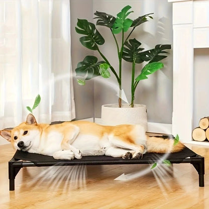Cama Elevada para Cães Refrigerante - Cama de Berço Elevada para Cães, Berço para Animais de Estimação com Malha Durável e de Apoio, para Uso Interno e Externo, Preto, Cama Pequena para Animais de Estimação