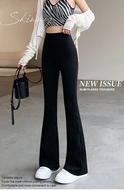 Women Flare Pants Slim High Waist Solid Sexy Shark Flare Pants Fashion Casual St