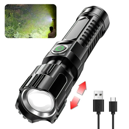 High Strong Power Led Flashlights 2000LM Tactical Torch with Display Light USB Charging Camping Fishing Emergency Zoom Lantern
