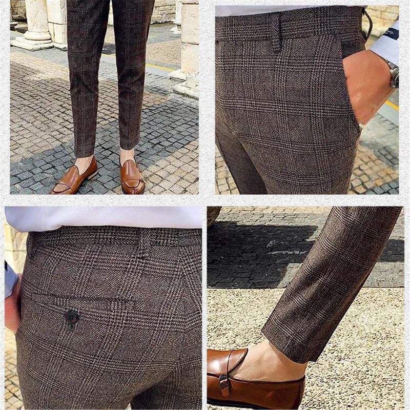 Dark Blue Men's Suit Three Piece, Business Casual Jacket and Vest with Trousers, Gray Dark Brown Slim Fit Sets, Asian Size