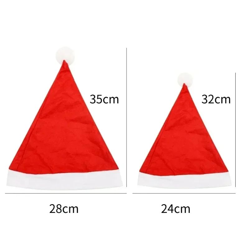 Merry Christmas Hats Non-woven Santa Claus Hats for Adults Kids Red Xmas Caps Women Men New Year Festival Party Decoration Gifts