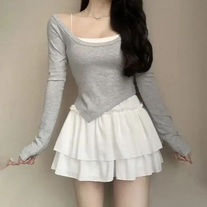 Summer Gothic Lace Tutu Skirt with Black Mesh Detail for Women Sexy Mini Tulle Skirt for Party Club Wear and Dance Elastic Waist