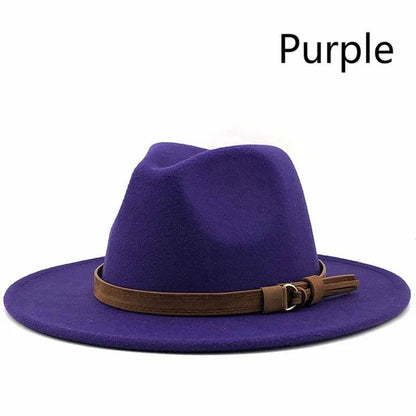 Fashionable Jazz Hats Autumn And Winter British Retro Top Hats Trendy Men's And Women's Woolen Hats Wide Brimmed Jazz Hats