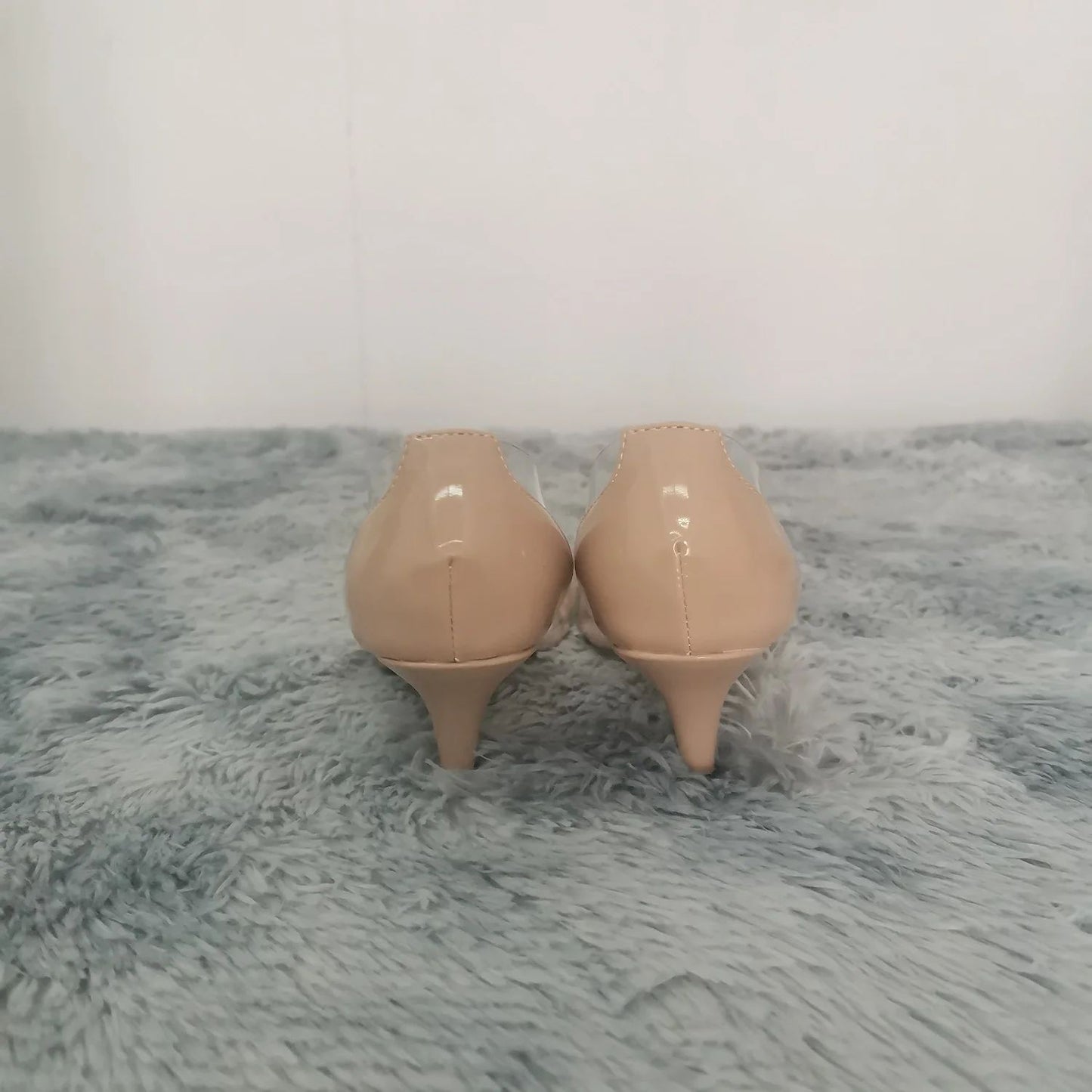 Women Patent Leather Sexy Pumps 2025 Autumn PVC Transparent 5cm Low Heel Pointed Toe Slip-on Thin High Heels Party Wedding Shoes