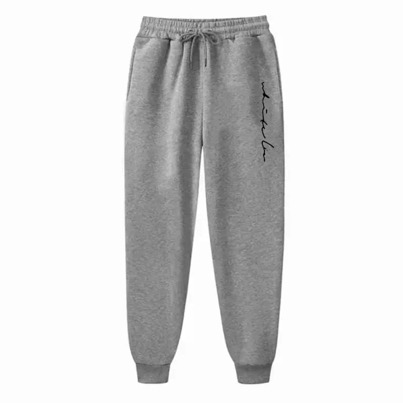 Men Loose Letter Printed Casual Long Pants Men Fashion Drawstring Outdoor Sports Fitness Jogging Sweatpants Fleece Pants