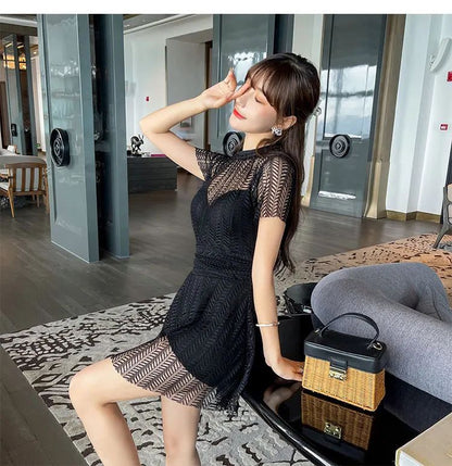 Women's One-Piece Swimsuit Thermal Spring Bathing Lace Cover-Up Slimming Ins White New Hot Sale Of The Season Fashionable Swimwe