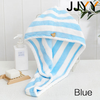 JJYY Towel Bathroom Absorbent Women Adult Quick-Drying Bath Thicker Shower Long Curly Hair Cap Dry Head Hair Towel Microfiber