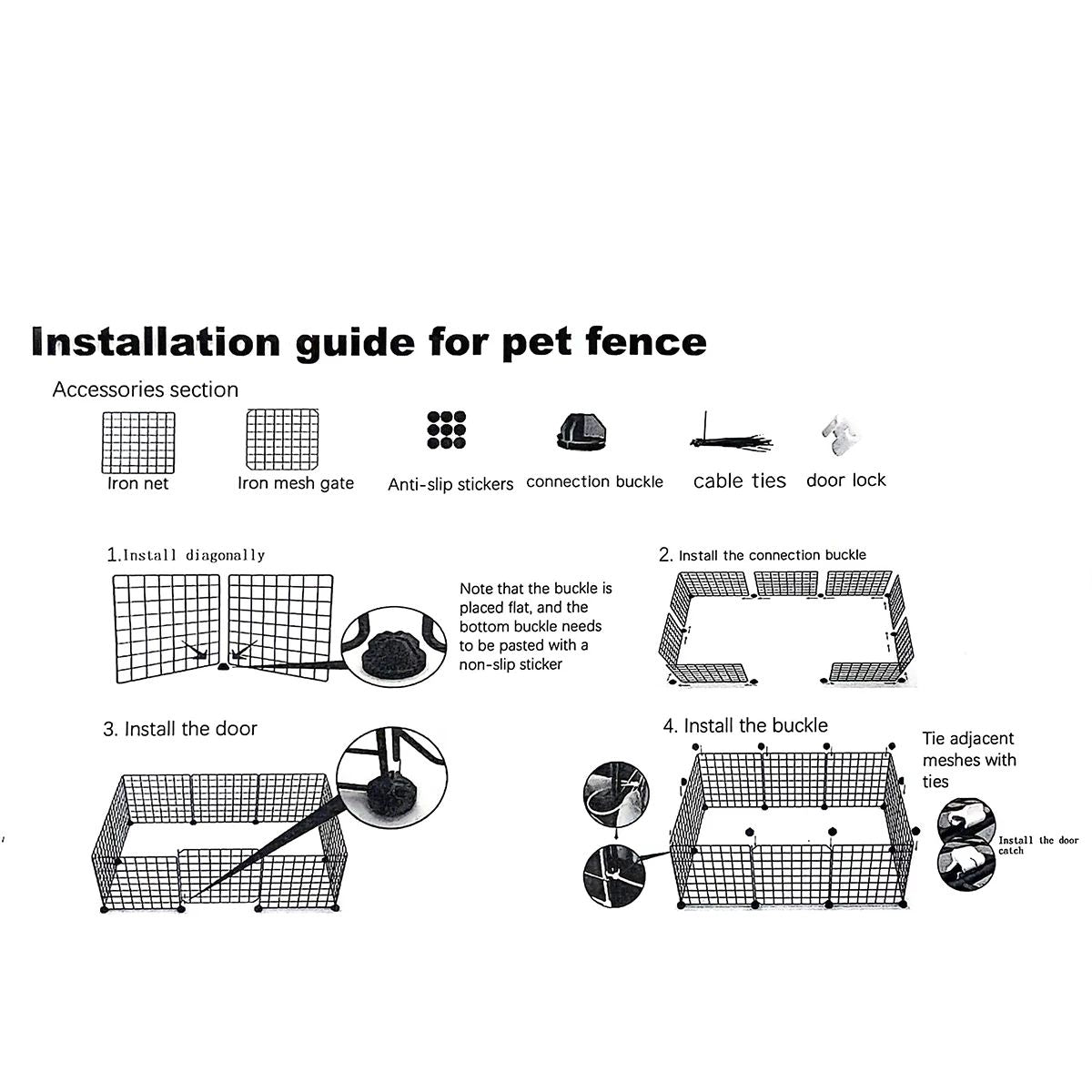 Painéis de Cerca para Pets DIY, Painéis Simples de Malha de Arame para Gaiolas de Coelhos, Gatos e Cães, Cercas Empilháveis e Montáveis, Gaiolas Multifuncionais