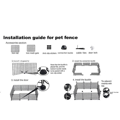 Painéis de Cerca para Pets DIY, Painéis Simples de Malha de Arame para Gaiolas de Coelhos, Gatos e Cães, Cercas Empilháveis e Montáveis, Gaiolas Multifuncionais