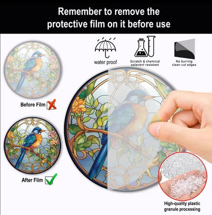 Starry Night Sky Round Acrylic Painted Home Living Room Window Wall Hanging Craft Party Car Pendant Retro Decoration Accessory