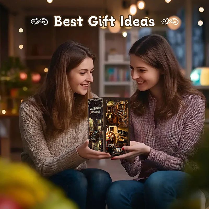 Retro DIY De Madeira Recantos de Livros Figuras Kits de Miniaturas Caixa Surpresa Oficina de Reparos de Artesanato Estante Decoração de Aparadores