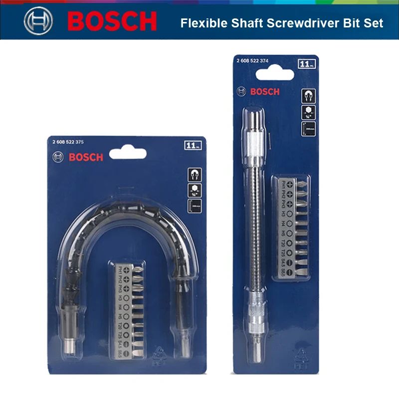 Conjunto de 11 Peças de Suporte de Eixo Flexível para Pontas de Parafusadeira Bosch Professional, Extensor de 200mm e 300mm para Parafusadeira e Furadeira