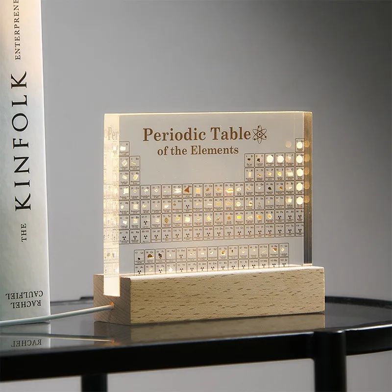 Acrylic Real Elements Periodic Table Mendeleev Periodic Table Figurine Display Science Ornament Room Decoration Desk Accessories