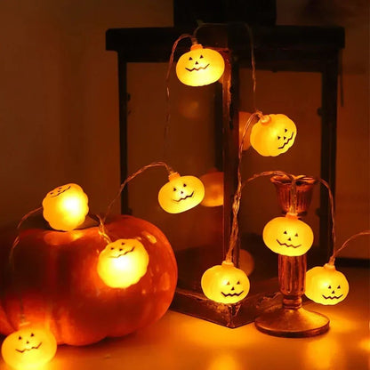 Halloween Party Lights Ourdoor&Indoor Decorations 10/20 LED Pumpkin String Lamp Battery Powered for Room Party Festival Decor