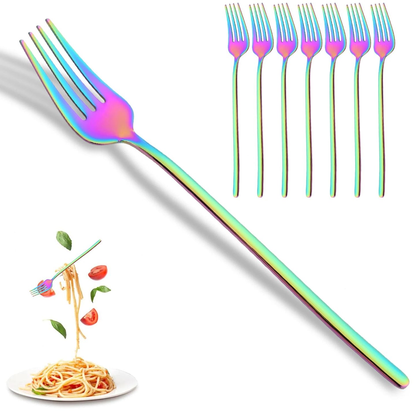 8 Garfos de Jantar Pretos Talheres Aço Inoxidável 18/10 Utensílios de Cozinha Ocidentais Conjunto de Garfos para Restaurante