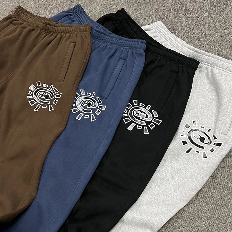 American High Street Black Sweatpants ADWYSD Pants Sunroll Fleece Zipper Pocket Men Women Cleanfit Trousers