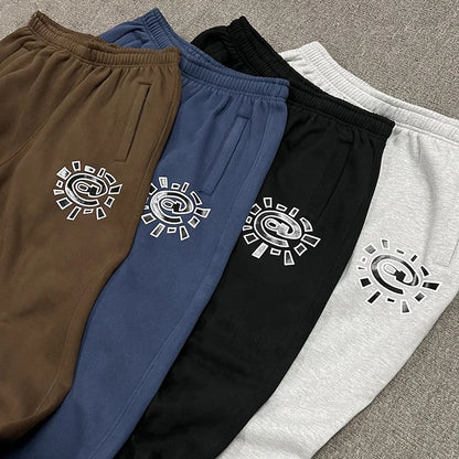 American High Street Black Sweatpants ADWYSD Pants Sunroll Fleece Zipper Pocket Men Women Cleanfit Trousers