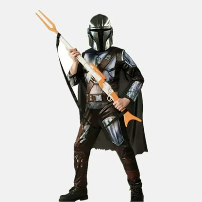 Boys Classic Movie Mask Costume Printed Cartoon Warrior Armor Bodysuit Kids Fantasy Cosplay Costume Halloween