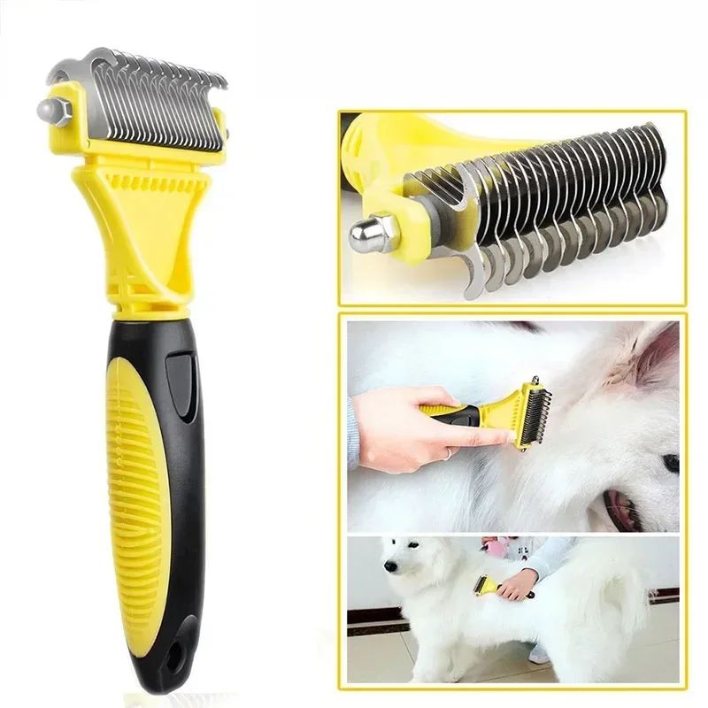 New Arrival Stainless Double-sided Pet Cat Dog Comb Brush Professional Large Dogs Open Knot Rake Knife Pet Grooming Supplies