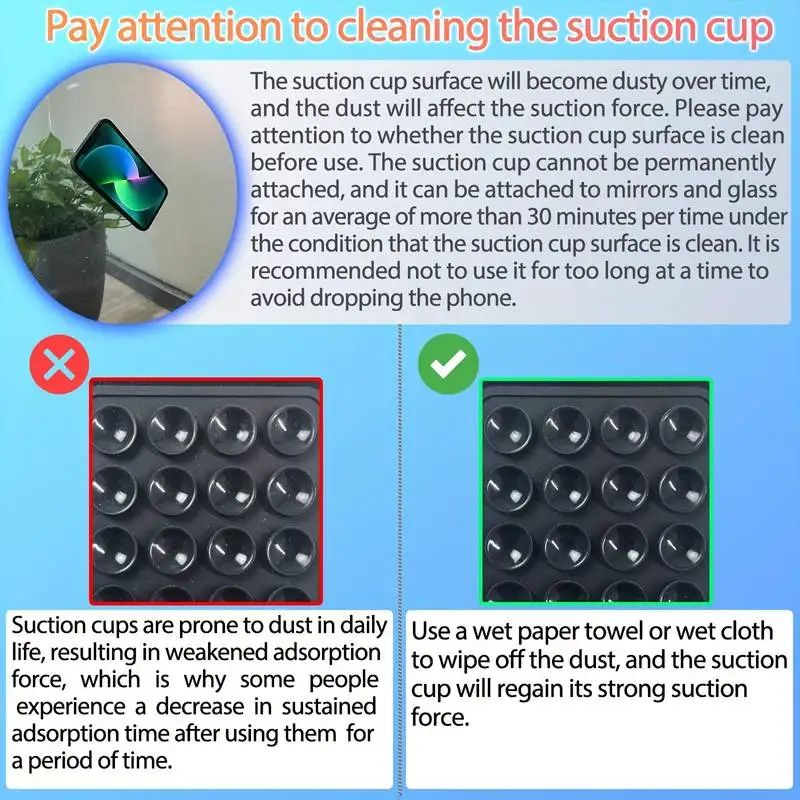 Tapete de Silicone com Sucção para Celular, Suporte de Parede Multifuncional com Ventosa, Quadrado Antiderrapante, Suporte de Celular de Lado Único, Adesivo Traseiro