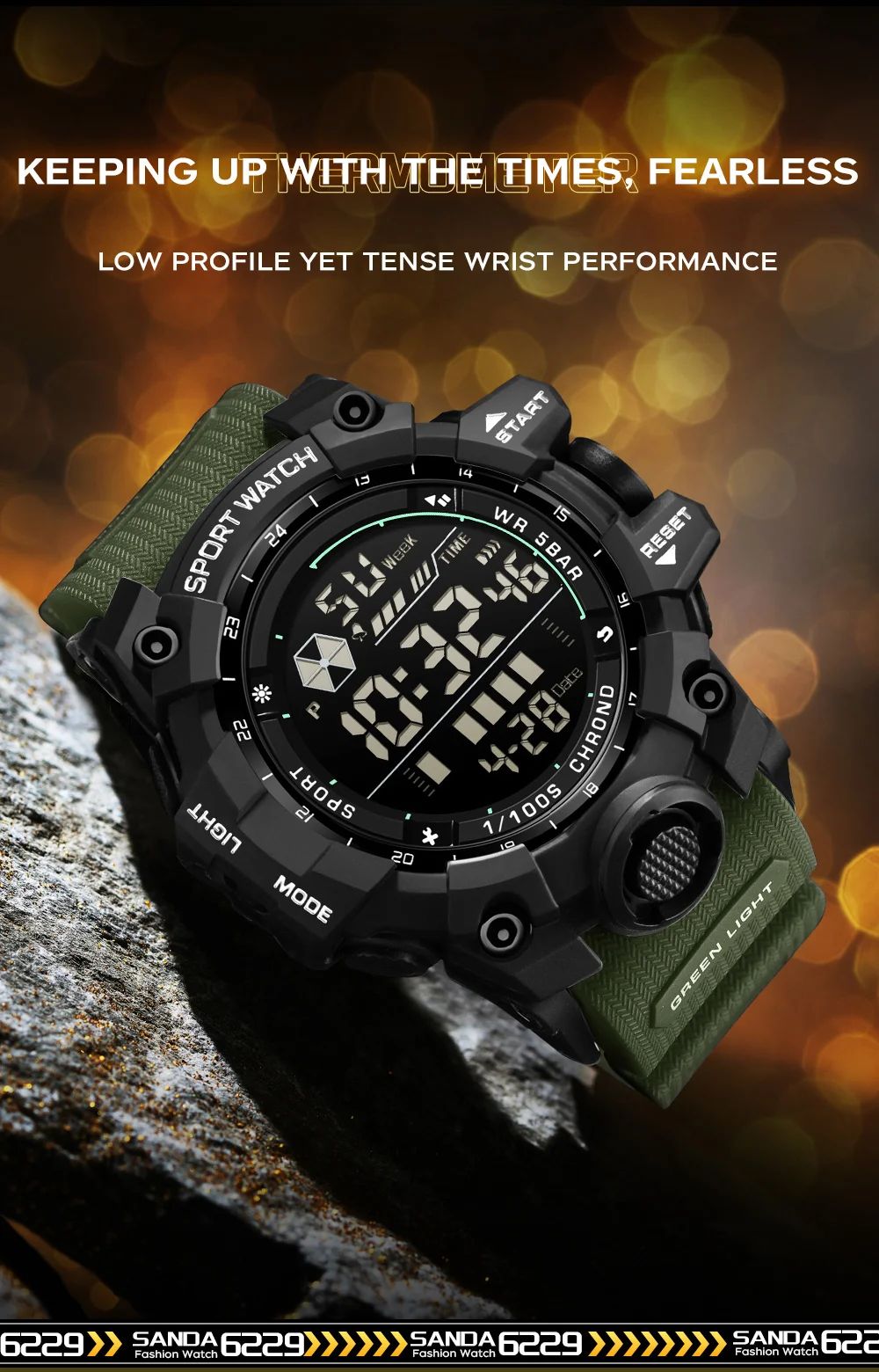 SANDA Men Outdoor Sports Watch Waterproof LED Analog Digital Show Multifunction Big Dial Electronic Wristwatch G style Male Cloc