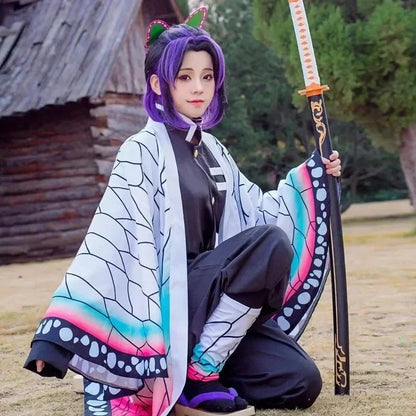 2026 Kochou Shinobu Cosplay Costumea Kochou Uniforms Wigs Hairs Halloween For Kids Adult Cos Party
