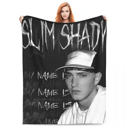 Eminem Inspired Coral Fleece Throw Blanket Super Soft Plush for Home Travel Bedding Air Conditioning  Summer Essential