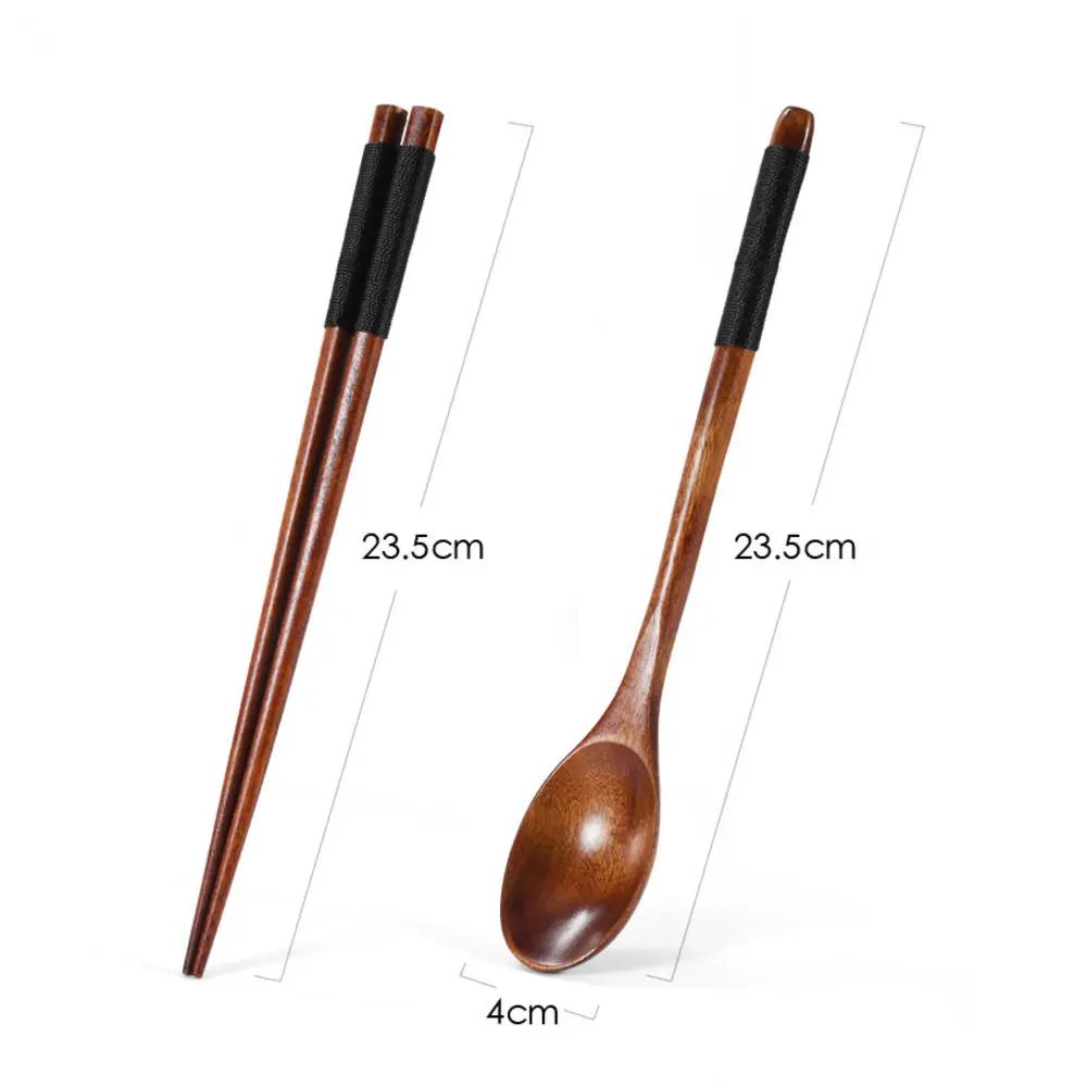 Conjunto de utensílios de madeira japoneses reutilizáveis para sushi, pauzinhos, colher, talheres antiderrapantes para viagem, ferramentas de cozinha