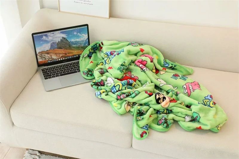 Cartoon Crayon Shinchan Flannel Blanket Single Size Sleeping Blanket Comfort Japanese Style Blanket Bedroom Bedspread Girl Kids