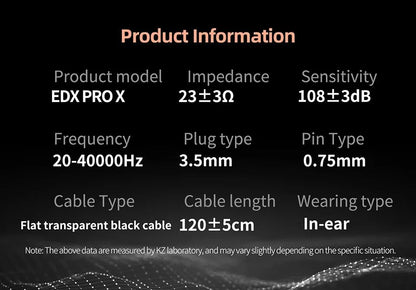 Fone de Ouvido Dinâmico KZ EDX PRO X HIFI com Graves para Música Fone de Ouvido Esportivo com Cancelamento de Ruído KZ EDXPROX ZSTX ZSN PRO ZAS EDA ZVX