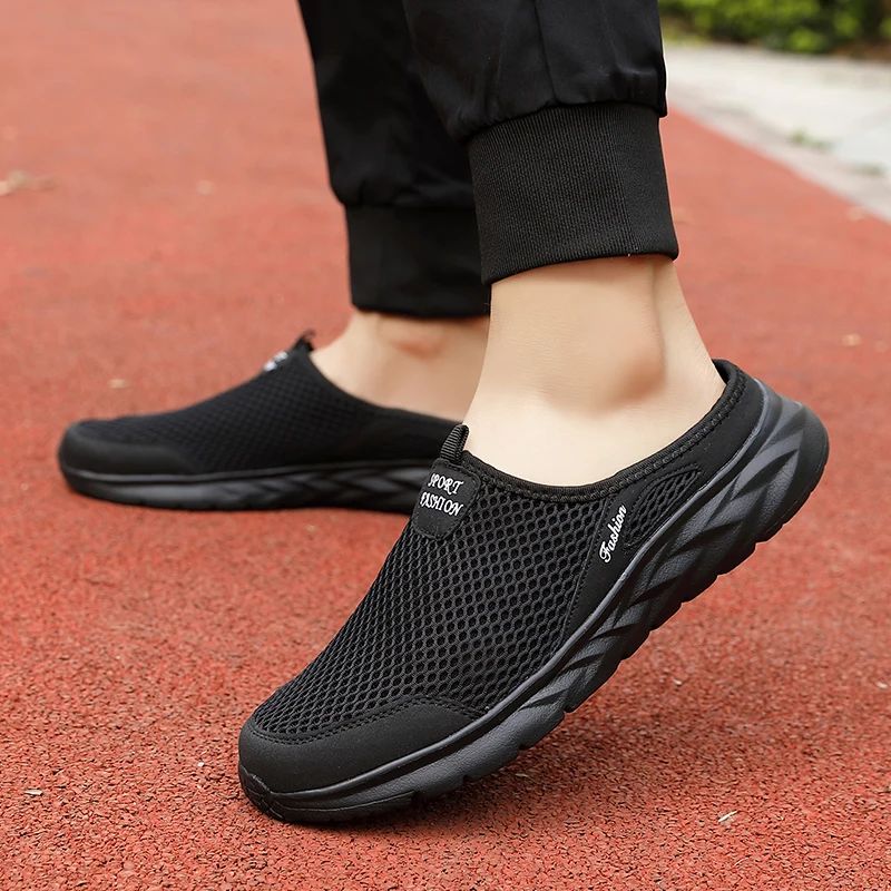 Fashion Men Half Slippers Anti-slip Men's Casual Shoes Lightweight Male Flat Slippers Breathable Fashion Slip on Flats Outdoor