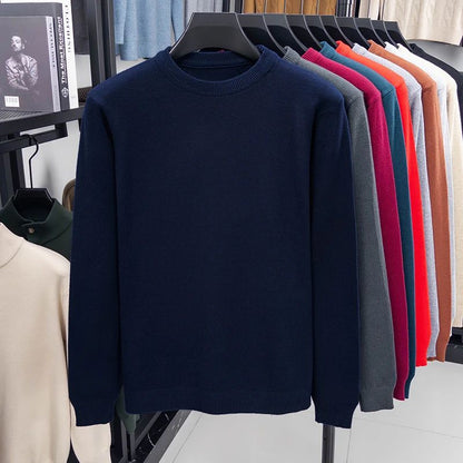 2025 New Men's Casual Sweater Round Neck Long Sleeve Knitted Sweater Diamond Pattern Fashion Versatile Top