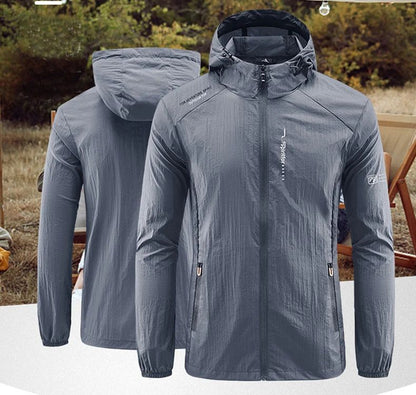 UPF50+ Summer Outdoor Quick Dry Sun-Protective Thin Jacket Men Hiking Fishing Cycling Hooded Gym Sport Ultra Light Windbreaker
