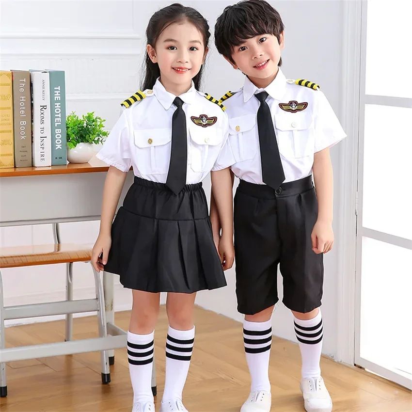 2025osplay Costumes pour enfants, uniforme de pilote d'avion, vêtements de classe de profession