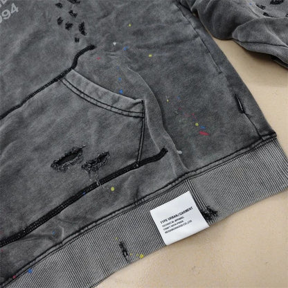 2025 Calças de Moletom NBHD Soltas Unissex de Alta Qualidade com Lavagem Pesada Retrô e Tinta Espirrada Calças de Pista Moletom Neighborhood