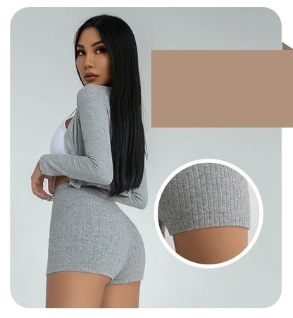 HELIAR Women High Waist A-line Shorts Thin Knit Sports Shorts For Women Casual Running Slim Bodycon Trousers 2025 Spring Summer