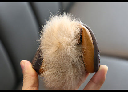 Kids Fur Shoes Children Velvet Shoes Baby Girls Warm Flats Toddler Black Brand Shoes Princess Loafer Chain Moccasin For Winter