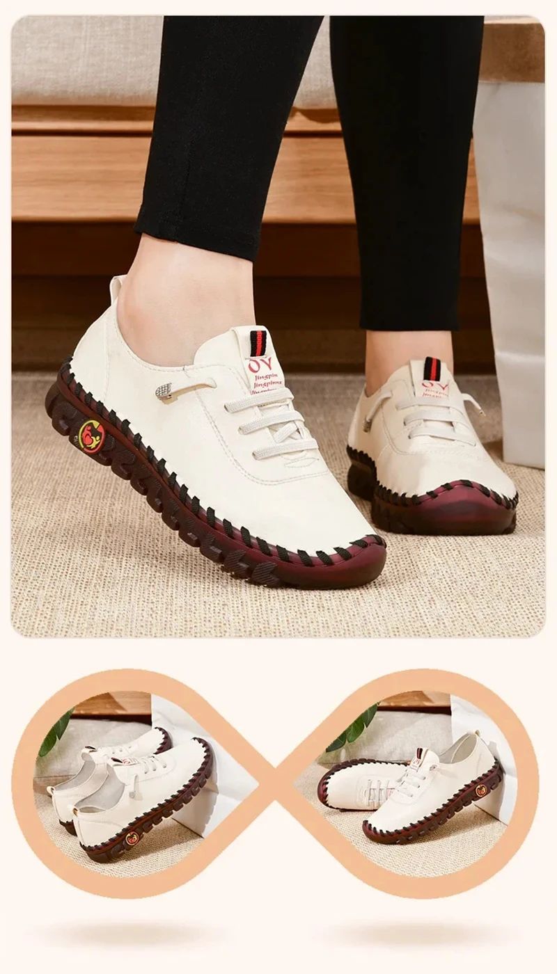 Sneakers for Women Leather Casual Vulcanized Female Shoe Soft Comfortable Flat Loafers Shoes Slip on Shoes Zapatillas De Mujer