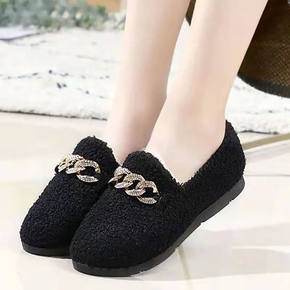 Womens Winter Slippers Warm Short Plush House Shoes Laides Slip on Moccassins Fashion Lady Flats Loafers Non Slip