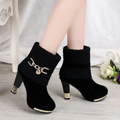 Sapatos femininos de salto agulha super alto com plataforma, sapatos de salto alto, scarpins femininos, botas de tornozelo de camurça bico fino para mulheres, botas de salto grosso NOVO