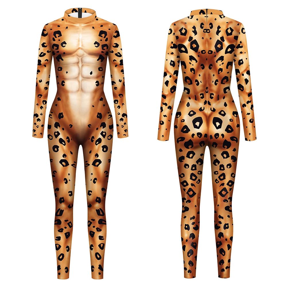Halloween Animal Jumpsuit Snake Cosplay Costume Tiger Bodysuit Spandex Jumpsuit Party Carnival Stage Performance Dress Up