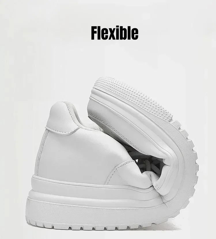 Novos Tênis Masculinos Aumento de Altura 10cm Invisível Elevador Tênis Branco Couro Esportivo Zapatillas De Hombre Tamanho Grande 46