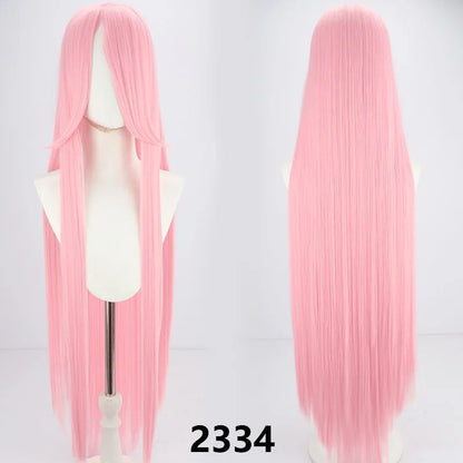Perucas sintéticas de cabelo rosa com volume de ar, seda de cabelo macia de alta temperatura, cabelo a granel, peruca longa, cacheada, de ondas grandes, lisa, para Cosplay