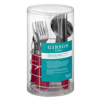Conjunto de Talheres de Aço Inoxidável de 16 Peças com Cesto de Arame para 4 Pessoas Garfos Facas Colheres Colheres de Chá Próprio para Lava-Louças Ideal para Receber