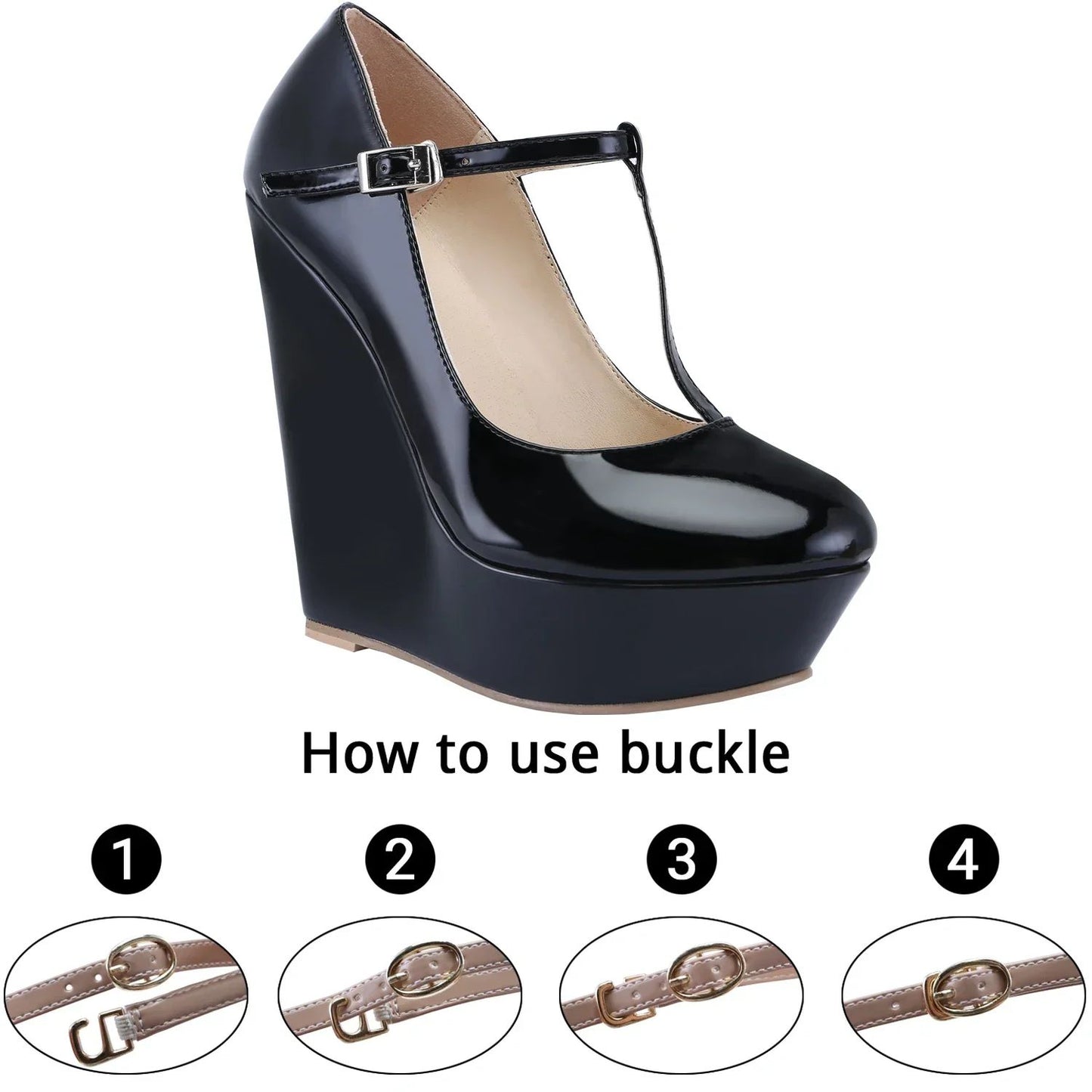 Women Pumps 2025 New Autumn Winter 14cm Round Toes Platform Wedge High Heels T-Strap Gladiator Ladies Dress Party Wedding Shoes