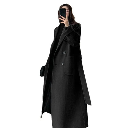 New Hot Sale Of The Season Women's Woolen Coat plus Size over Knee Length Loose Fit Slimming High End Fashionable Polyester Fibe