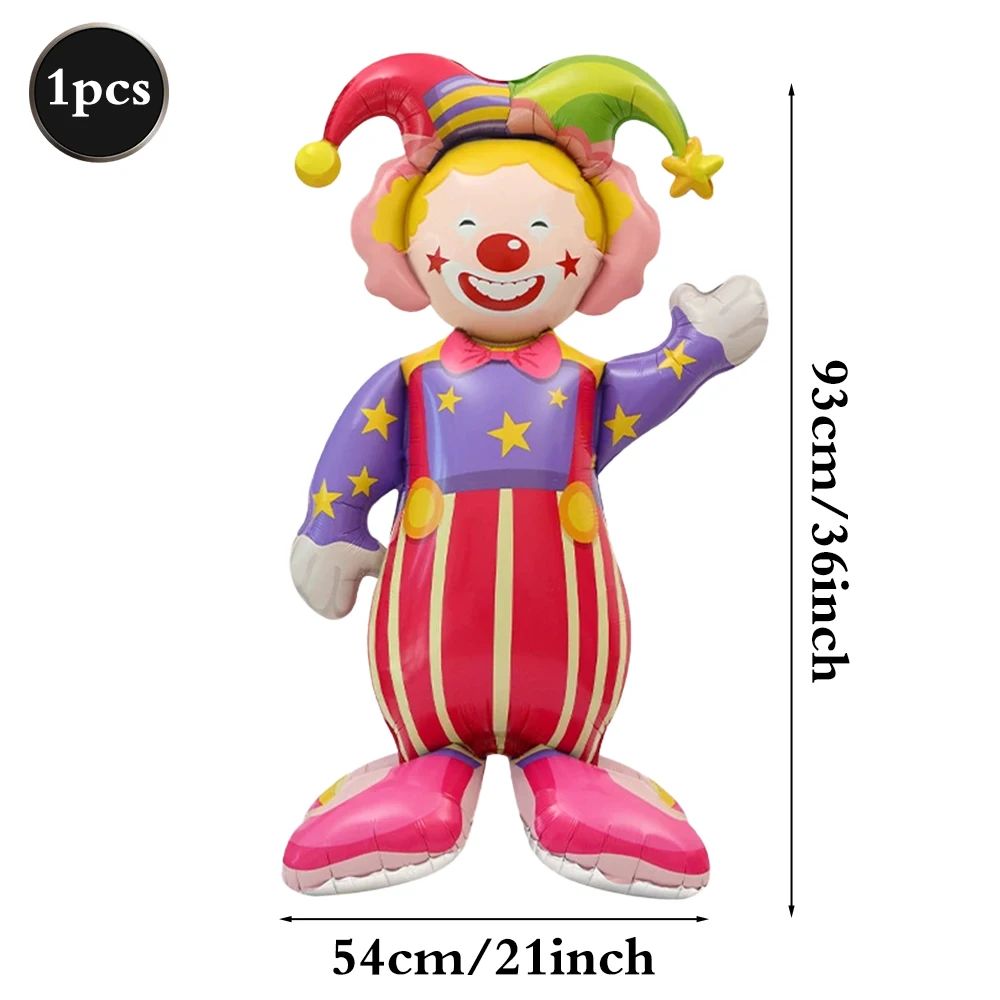 Giant Standing Popcorn Balloon Smiling Clown Foil Balloon for Circus Carnival Theme Party Birthday Christmas Decoration Supplies