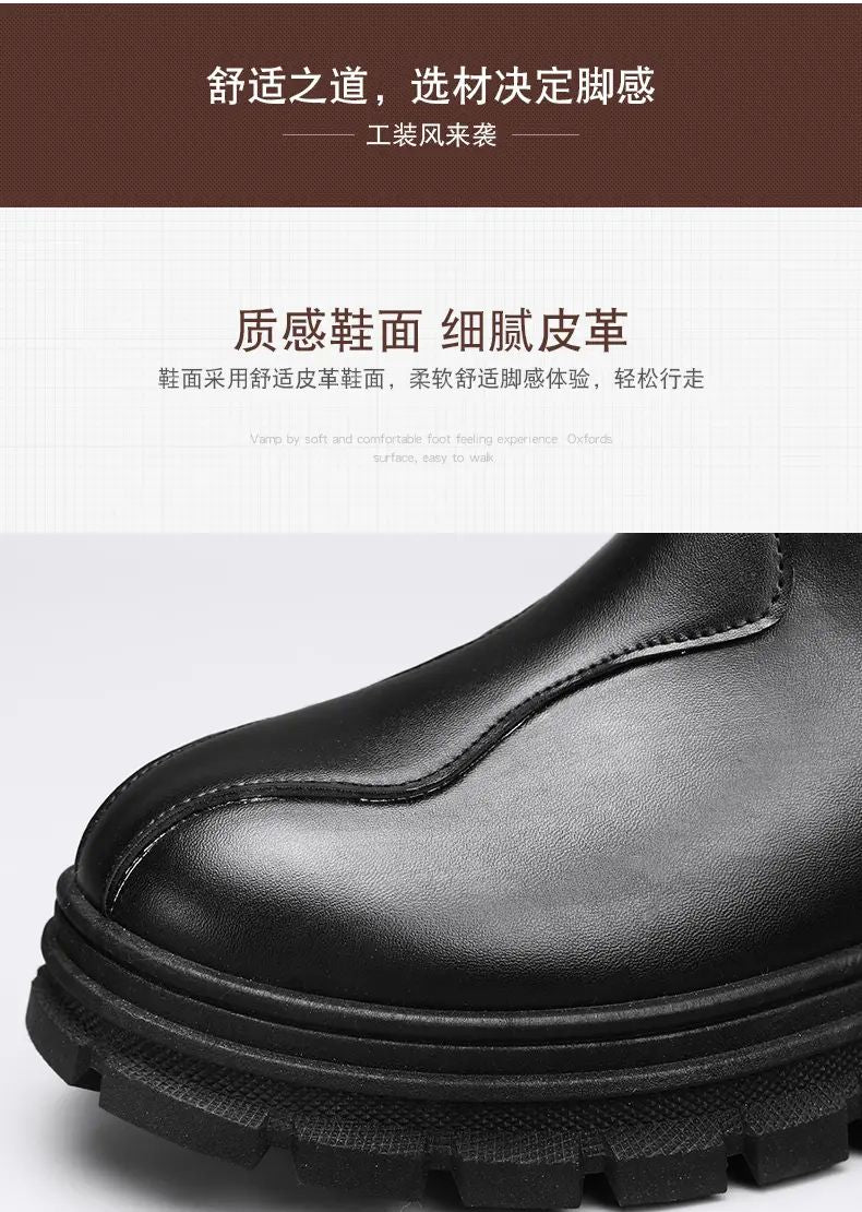 botas chelsea masculinas de luxo cano alto, sapatos de couro originais pretos da moda, bota plataforma de cowboy, bota chunky com cano longo elegante